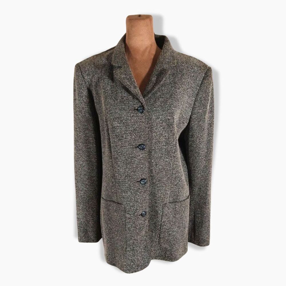 Women's Formal Blazer Sz 12 Textured Woven – Multi‑Tone Jacket Jessica Holbrook